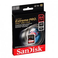 SANDISK SDXC geheugenkaart 64GB 200MB/sec Extreme Pro